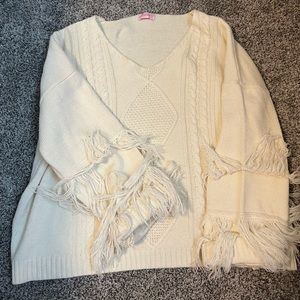 Cream fringe sweater